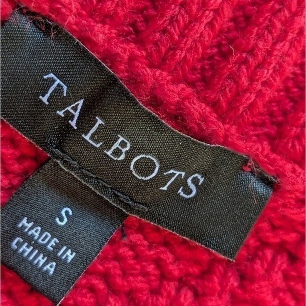 Talbots Embroidered Snowflake Christmas Cardigan Red Sz S - Picture 6 of 9